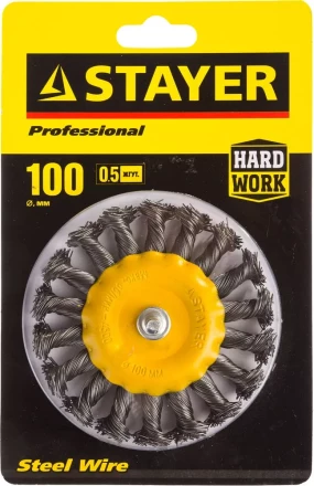 STAYER &quot;PROFESSIONAL&quot;. Щетка дисковая для дрели, жгутированная стальная проволока 0,5мм, 100мм 35115-100 купить в Муравленко