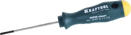 Отвертка KRAFTOOL, Cr-Mo-V закалённый стержень, двухкомпонентная противоскользящ рукоятка, SL 2,5x0,4x75мм 25007-2.5-075 купить в Муравленко