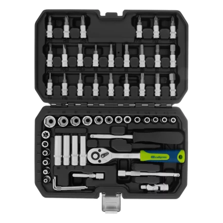 Набор инструментов Сибртех 13399, 1/4&quot;, пластиковый кейс 56 предметов купить в Муравленко
