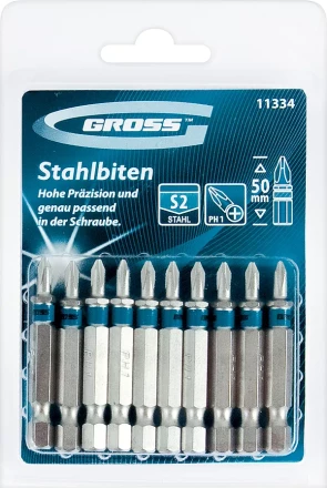 Набор бит РZ1х50, сталь S2, 10шт GROSS 11344 купить в Муравленко