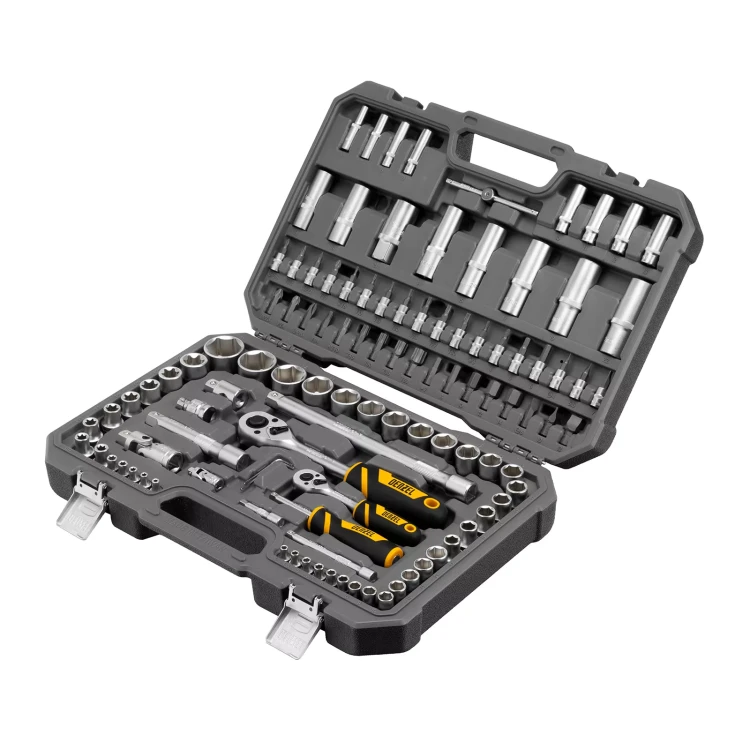 Набор инструментов Denzel 15814, 1/2", 1/4", CrV, S2, пластиковый кейс, 109 предметов купить в Муравленко