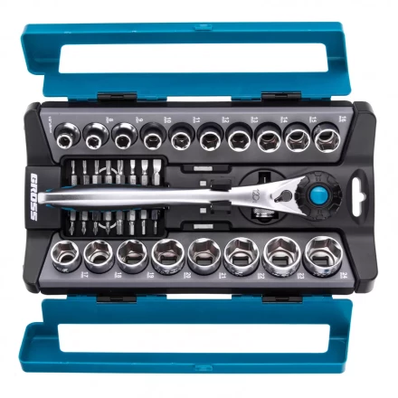 Набор торцевых головок трещотка 120 зубьев 36 предметов 1/2&quot; CrV Gross 14144 купить в Муравленко