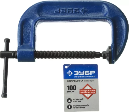 Струбцина  ЗУБР &quot;ПРОФЕССИОНАЛ&quot; тип &quot;G&quot;, корпус - ковкий чугун, 100мм 32245-100_z01 купить в Муравленко