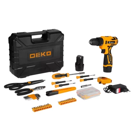 Дрель аккумуляторная DEKO Banger 12V + набор инструмента 93 предмета, 063-4168 купить в Муравленко