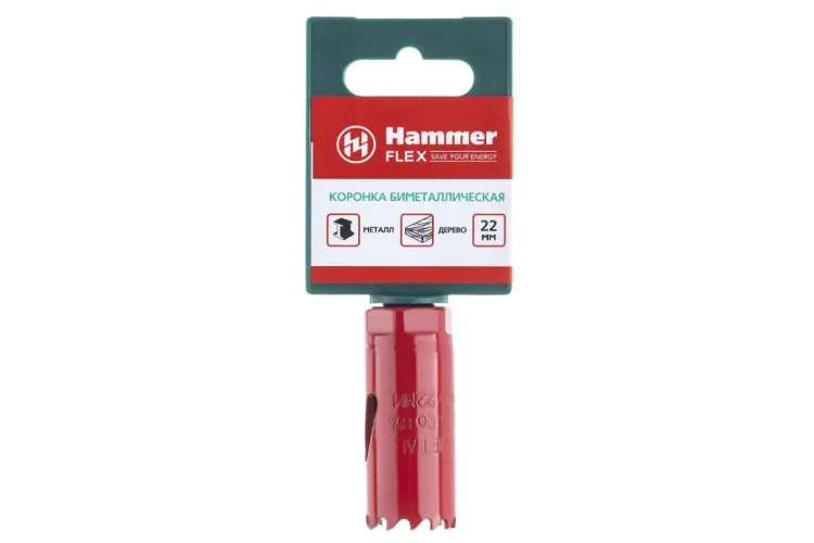 Коронка биметаллическая HAMMER Ф22х38мм 5/8" BiMETALL (224-003) купить в Муравленко