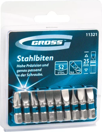 Набор бит РZ2х25, сталь S2, 10шт GROSS 11340 купить в Муравленко