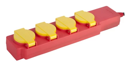 Удлинитель силовой &quot;СТРОИТЕЛЬ&quot;, 5 м, 3500 Вт, 4 гнезда, с крышками, ПВС 3x1 мм2 СВЕТОЗАР SV-55044-5 купить в Муравленко