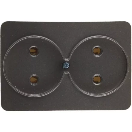 Розетка СВЕТОЗАР &quot;ГАММА&quot; без заземления, двойная, без вставки и рамки, цвет темно-серый металлик, 16А/~250В SV-54102-DM купить в Муравленко