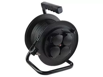 Удлинитель силовой на кабельной катушке, 3*1,5мм*25м, 4 розетки с крышкой, 16A, IP44, STERN 95707 купить в Муравленко