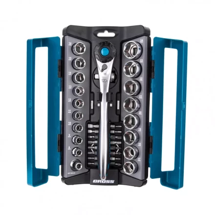 Набор торцевых головок трещотка 120 зубьев 36 предметов 1/2&quot; 3/8” CrV Gross 14145 купить в Муравленко