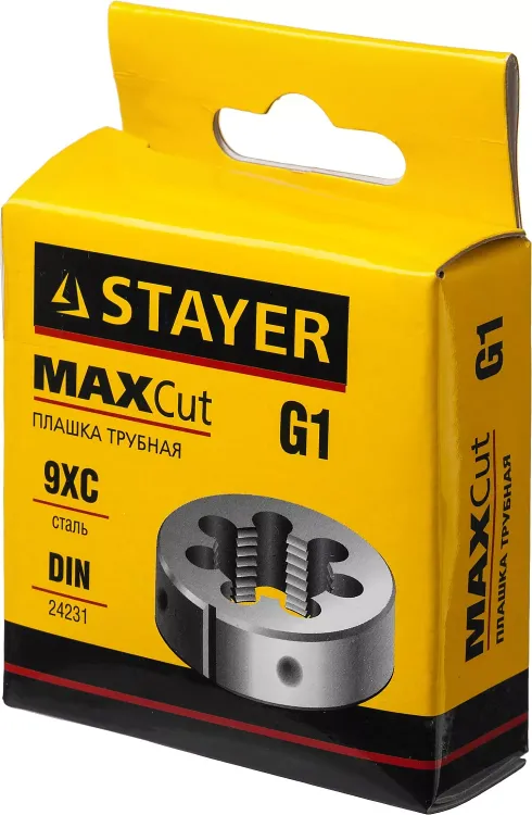 Плашка круглая ручная STAYER "MASTER", сталь 9ХС, для трубной резьбы G 1`` 28029-1 купить в Муравленко