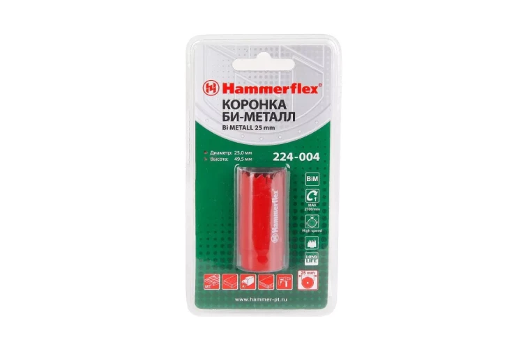 Коронка биметаллическая HAMMER Ф25х38мм 5/8" BiMETALL (224-004) купить в Муравленко