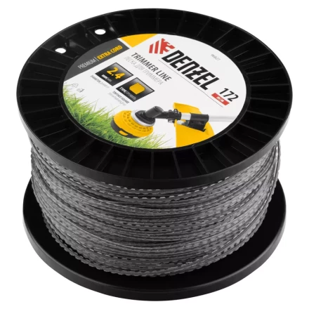 Леска для триммера двухкомпонентная зубчатый квадрат, 2,4мм х 172м, на DIN кат. EXTRA CORD// Denzel 96827 купить в Муравленко