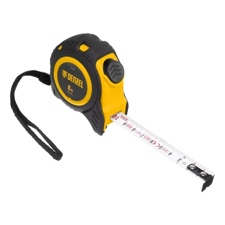 Рулетка Denzel 8м х 25мм, обрезиненный корпус, автоматическая фиксация 31553 купить в Муравленко