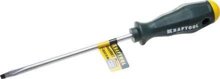 Отвертка KRAFTOOL, Cr-Mo-V закалённый стержень, двухкомпонентная противоскользящ рукоятка, SL 6,5x1,2x150мм 25007-6.5-150 купить в Муравленко