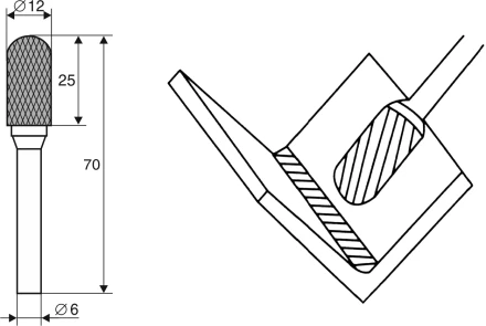 Борфреза Цилиндрическая cо сферическим концом C 6х12 Энкор 21705 купить в Муравленко