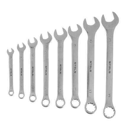 Набор ключей комбинированных Stels 6-19 мм, 8 шт., CrV, матовый хром 15443 купить в Муравленко