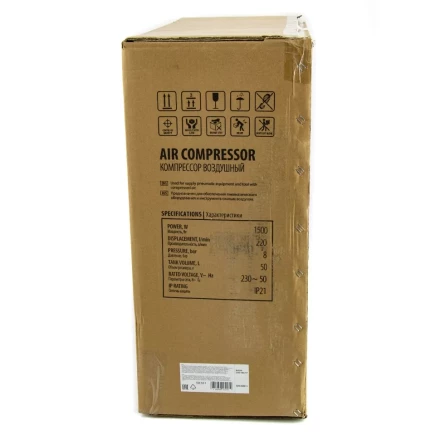 Компрессор воздушный, прямой привод DC1500/50, 1.5 кВт, 50 литров, 220 л/мин Denzel 58161 купить в Муравленко