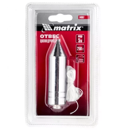 Отвес цилиндрический 250 г шнур 5 м Matrix 84887 купить в Муравленко