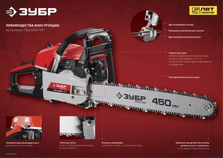 Бензиновая пила (бензопила) ПБЦ-М450 40П серия МАСТЕР купить в Муравленко
