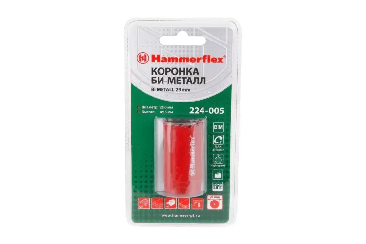 Коронка биметаллическая HAMMER Ф29х38мм 5/8" BiMETALL (224-005) купить в Муравленко