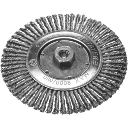 ЗУБР &quot;ПРОФЕССИОНАЛ&quot;. Щетка дисковая для УШМ, плетеные пучки стальной проволоки 0,5мм, 175ммхМ14 35192-175_z02 купить в Муравленко