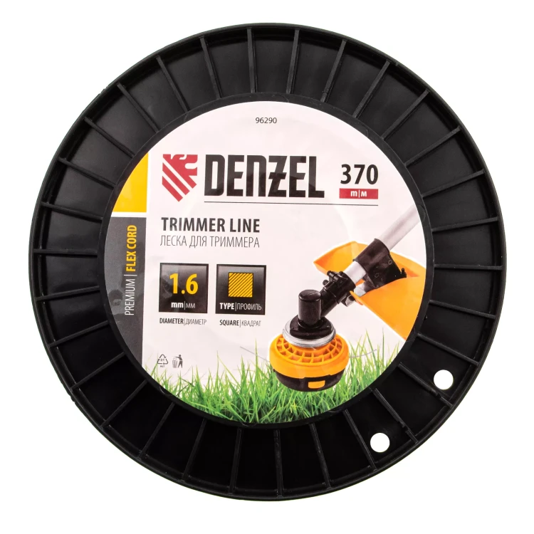 Леска для триммера квадрат 1,6мм х 370м, на DIN катушке FLEX CORD// Denzel 96290 купить в Муравленко