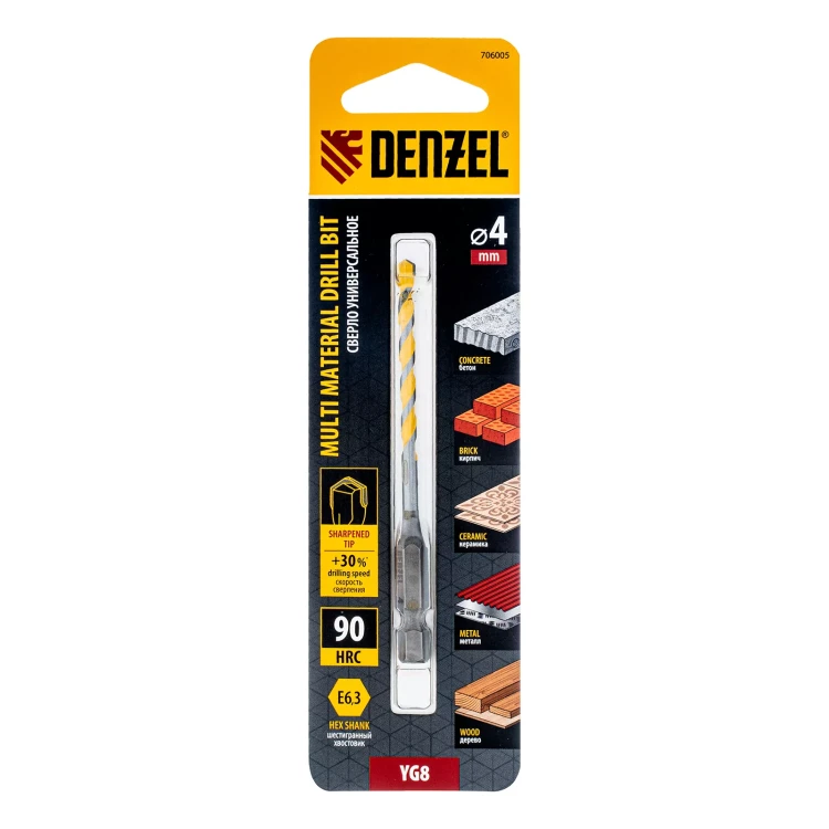 Сверло универсальное, Multi cut, 4 мм Denzel 706005 купить в Муравленко