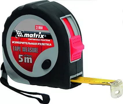 Рулетка Continuous  fixation 3 м х 16 мм обрезиненный корпус плавная фиксация  MATRIX 31086 купить в Муравленко