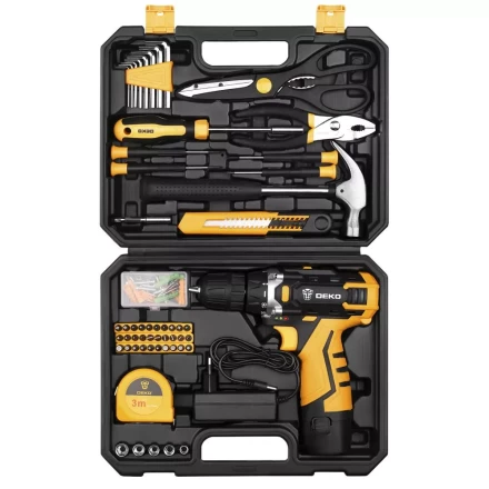 Дрель аккумуляторная DKCD12FU-Li DEKO + набор 104 инструмента для дома, 063-4112 купить в Муравленко