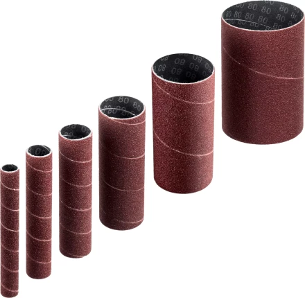 ЗУБР набор 6 шт: 13, 19, 26, 38, 51, 76 мм, высота 115 мм, Р80, втулки шлифовальные для станка СШО-500 МАСТЕР (35649-H6-80) купить в Муравленко