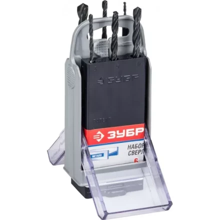 Набор ЗУБР &quot;ТЕХНИК&quot;: Свёрла по металлу парооксидированных, быстрорежущая сталь, 2, 3, 4, 5, 6, 8мм, 6шт в супер боксе 4-29605-H6-SB купить в Муравленко