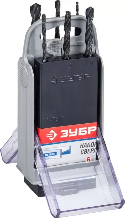 Набор ЗУБР &quot;ТЕХНИК&quot;: Свёрла по металлу парооксидированных, быстрорежущая сталь, 2, 3, 4, 5, 6, 8мм, 6шт в супер боксе 4-29605-H6-SB купить в Муравленко