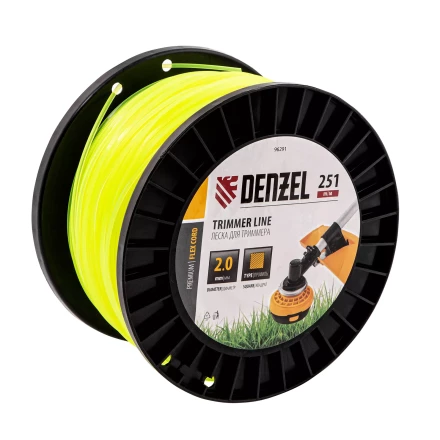 Леска для триммера квадрат, 2,0мм х 251м, на DIN катушке FLEX CORD// Denzel 96291 купить в Муравленко