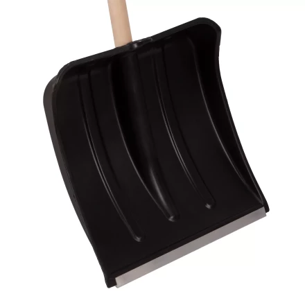 Лопата для уборки снега пластиковая, 380х385х1420 мм, оцинк. планка, деревянный черенок Россия 6157453 купить в Муравленко