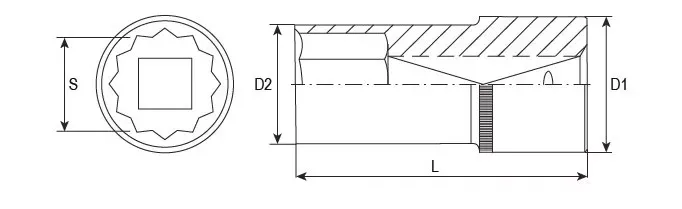 Головка торцевая 12-гранная глубокая 1/2"DR 14 мм S04HD4714 Jonnesway 49144 купить в Муравленко