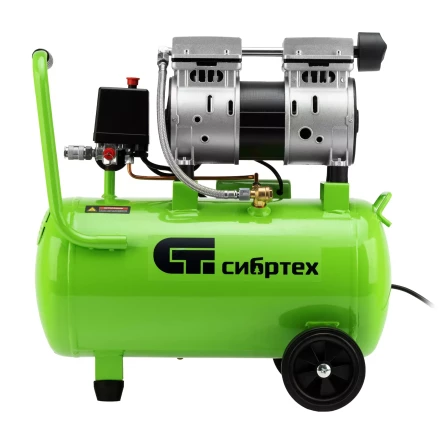 Компрессор безмаслянный малошумный Сибртех МБ 1100/24,1100 Вт, 24 л, 170 л/мин 58006 купить в Муравленко
