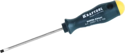 Отвертка KRAFTOOL, Cr-Mo-V закалённый стержень, двухкомпонентная противоскользящ рукоятка, SL 4,0x0,8x100мм 25007-4.0-100 купить в Муравленко