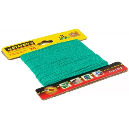 Шнур STAYER &quot;MASTER&quot; хозяйственно-бытовой, полипропиленовый, вязанный, с сердечником, зеленый, d 3, 20м 50412-03-020 купить в Муравленко