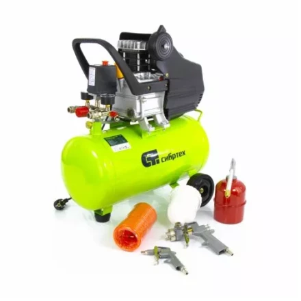 Компрессор масляный поршневой прямой привод с набором Сибртех КК-1500/24 ПЛЮС  58038 купить в Муравленко