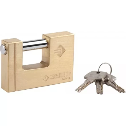 Замок ЗУБР &quot;ЭКСПЕРТ&quot; навесной, латунный корпус, П-образная форма, 90мм 37295-90 купить в Муравленко