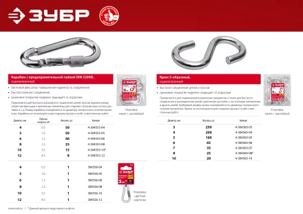 ЗУБР DIN 5299D, 4 мм, 50 шт, карабин с предохранительной гайкой (4-304555-04) купить в Муравленко