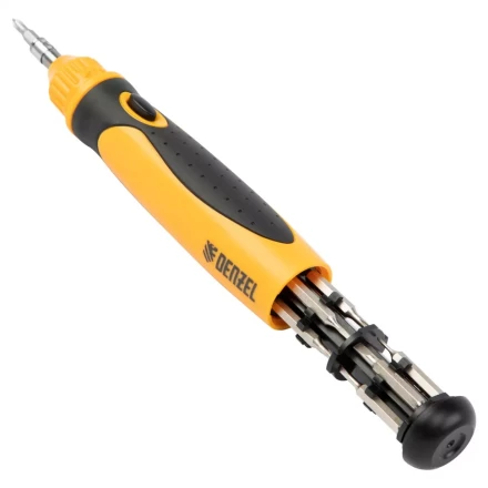 Отвертка реверсивная Denzel 7711609, механизм SmartPush mini 11 шт, CrMo купить в Муравленко