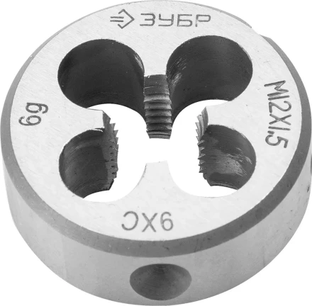 Плашка ЗУБР &quot;МАСТЕР&quot; круглая ручная для нарезания метрической резьбы, мелкий шаг, М12 x 1,5 4-28022-12-1.5 купить в Муравленко