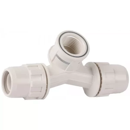 Тройник ЗУБР &quot;ШиреФит&quot; переходной со смещением &quot;штуцер с гайкой - внутренняя резьба - штуцер с гайкой&quot;, 20мм-1/2&quot;-20мм 51504-20-1/2-20 купить в Муравленко