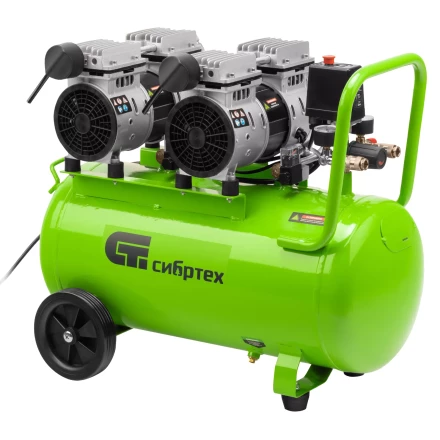 Компрессор безмаслянный малошумный Сибртех МБ 2000/50 58007, 2000 Вт, 50л, 300 л/мин купить в Муравленко