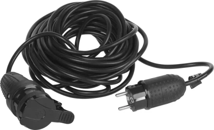 Удлинитель ЗУБР электрический, ПВС 3х1кв мм, черный, 1 гнездо, IP44, макс мощн 2200Вт, 20м 55016-20 купить в Муравленко