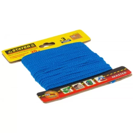 Шнур STAYER &quot;MASTER&quot; хозяйственно-бытовой, полипропиленовый, вязанный, с сердечником, синий, d 3, 20м 50413-03-020 купить в Муравленко