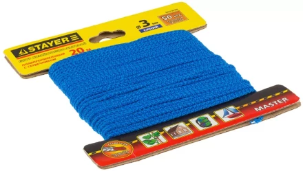 Шнур STAYER &quot;MASTER&quot; хозяйственно-бытовой, полипропиленовый, вязанный, с сердечником, синий, d 3, 20м 50413-03-020 купить в Муравленко