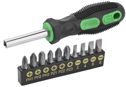 Набор URAGAN: Отвертки с двухкомпонентной рукояткой, SL3, 4, 5, 6. PH1, 2, 3, PZ: 1, 2, 3, 10 предм 25188-H10 купить в Муравленко